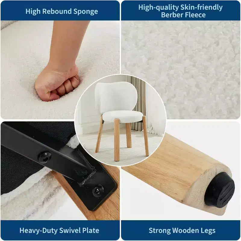 Bonita silla de tocador con respaldo en forma de corazón, taburete moderno de tela de peluche para tocador, oficina en casa, dormitorio, comedor y sala de estar