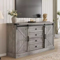 Sideboard-Buffetschrank mit Stauraum, TV-Ständer im Landhausstil mit Schiebetür im Scheunentor-Stil, großer Buffettisch für Esszimmer, Küche und Wohnzimmer