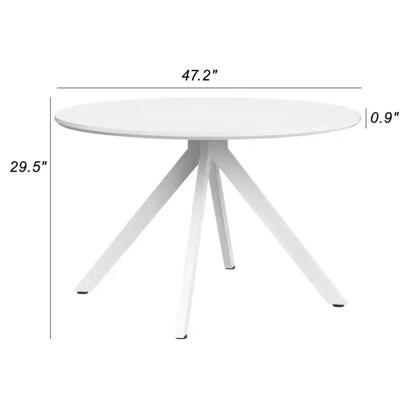 47 Zoll runder Holzesstisch mit Metallgestell für 4-6 Personen, für Küche, Esszimmer und Wohnzimmer, Weiß