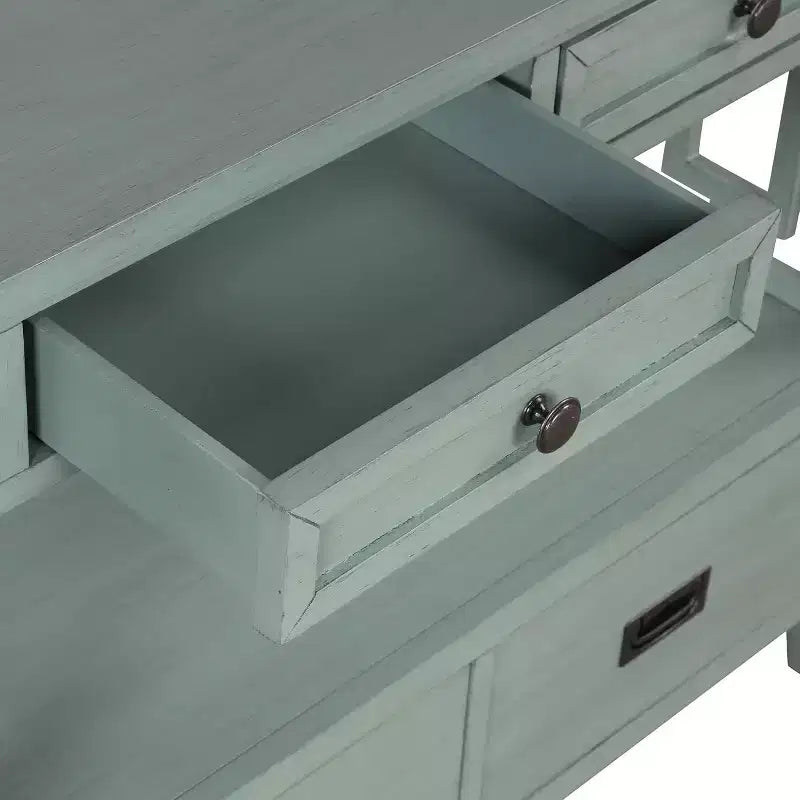 Konsole 36 Zoll, Landhausstil für den Eingangsbereich, Sideboard-Buffetschrank aus Massivholz, Sofatisch mit 4 Schubladen und 1 Ablageboden für Eingangsbereich, Flur und Küche