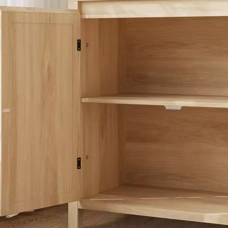 Aparador de estilo moderno de mediados de siglo - mueble de almacenamiento retro con puertas de ratán y estante ajustable, consola decorativa para sala de estar y comedor