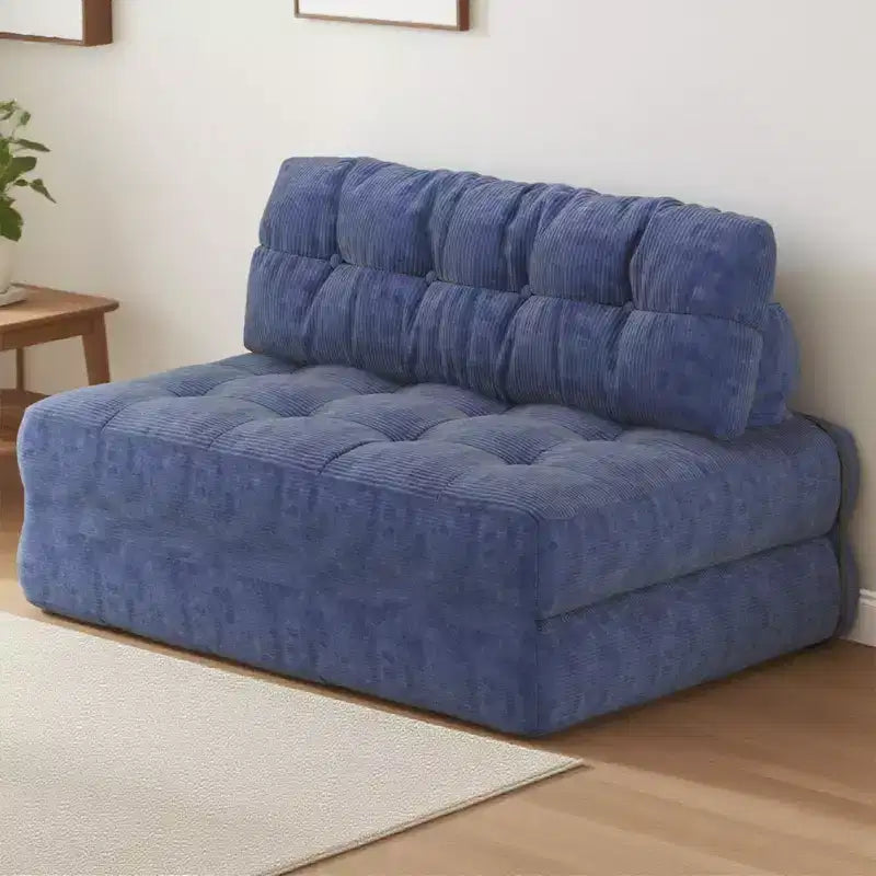 Sofá cama plegable, sofá de suelo plegable de pana con almohada
