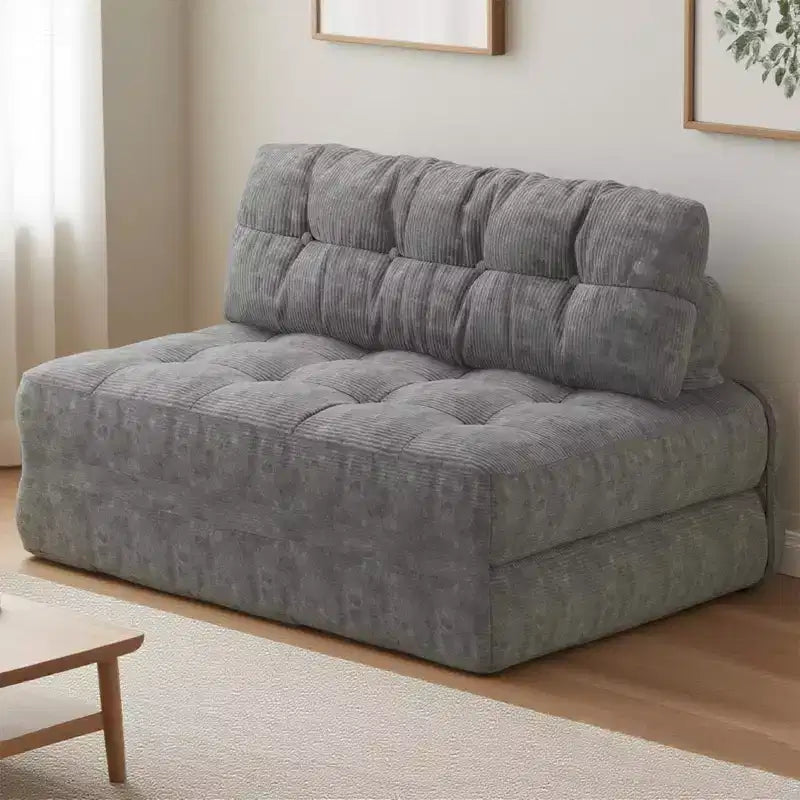 Sofá cama plegable, sofá de suelo plegable de pana con almohada