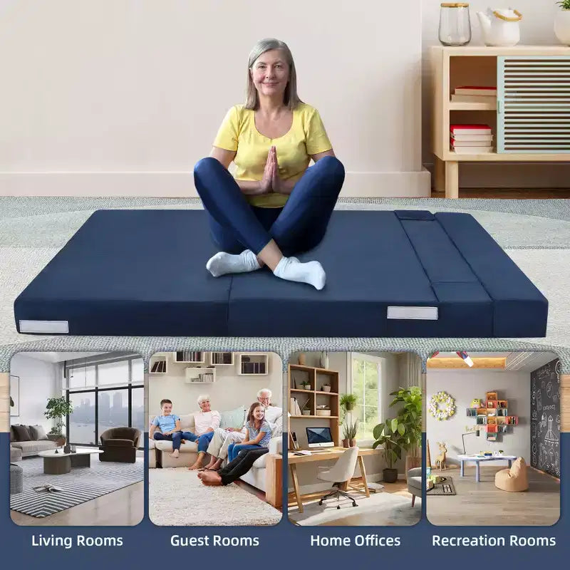 Canapé-lit pliant avec coussin, fauteuil convertible en lit avec matelas pliant