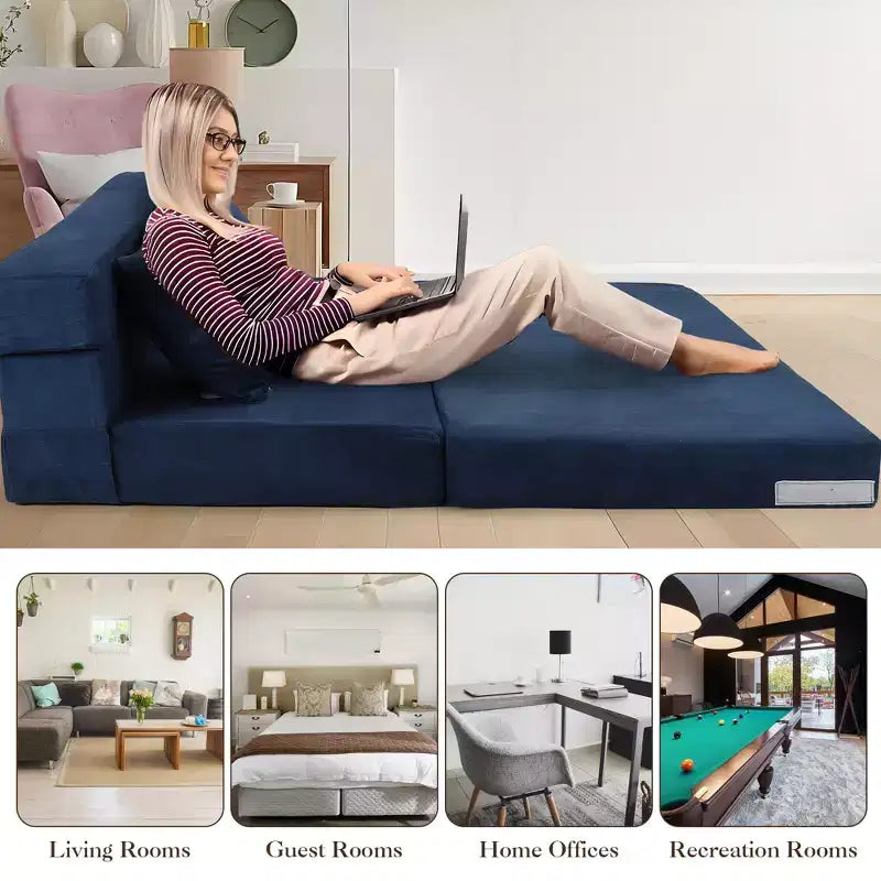 Canapé-lit pliant avec coussin, fauteuil convertible en lit avec matelas pliant