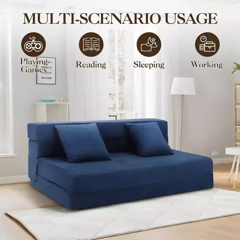 Canapé-lit pliant avec coussin, fauteuil convertible en lit avec matelas pliant