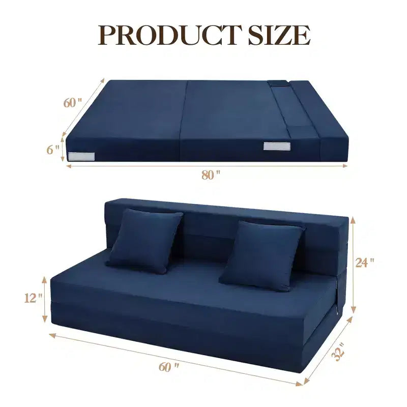 Canapé-lit pliant avec coussin, fauteuil convertible en lit avec matelas pliant