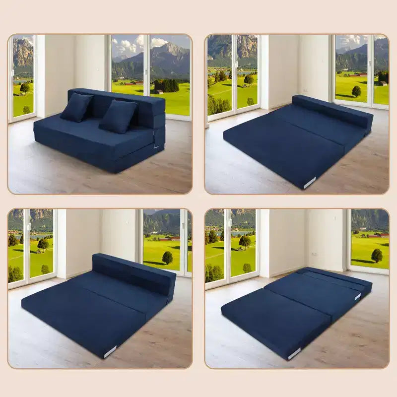 Canapé-lit pliant avec coussin, fauteuil convertible en lit avec matelas pliant