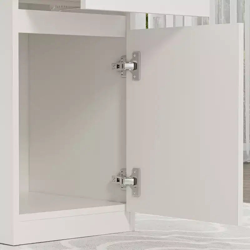 Bureau d’ordinateur avec tiroirs, bureau de travail en bois de 43 pouces, poste de travail pour bureau à domicile avec rangement, blanc