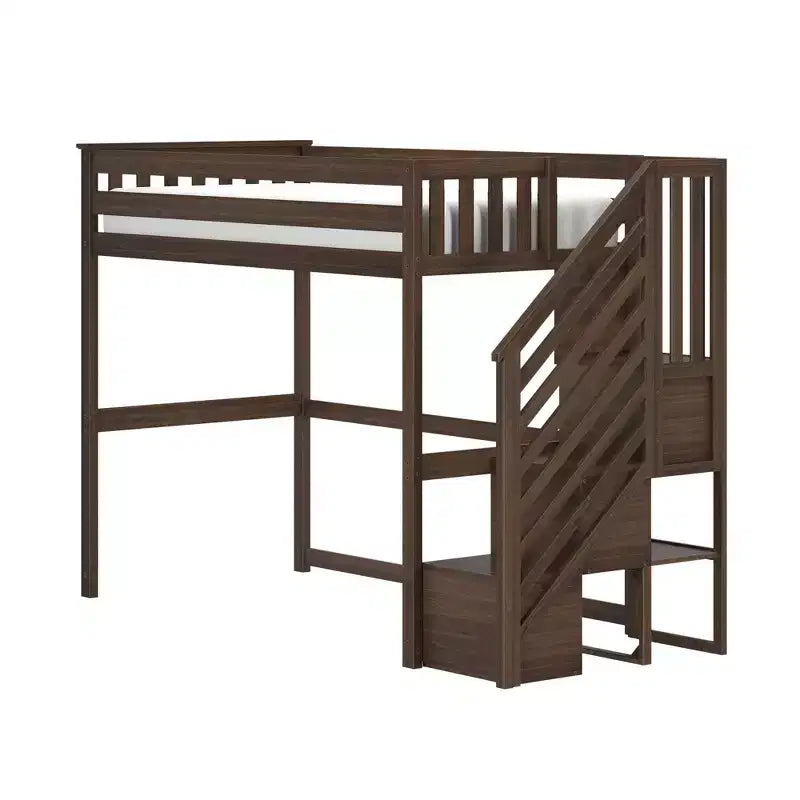 Klassisches Hochbett für zwei mit Treppe