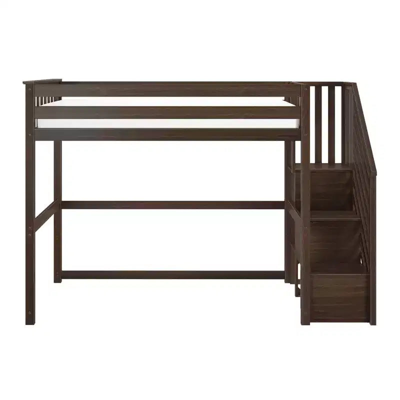 Klassisches Hochbett für zwei mit Treppe