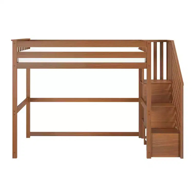 Cama alta clásica individual con escalera