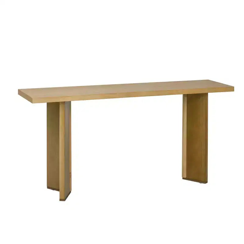 Table console minimaliste en bois avec pieds géométriques, table d’entrée de style champêtre pour le salon et l’entrée