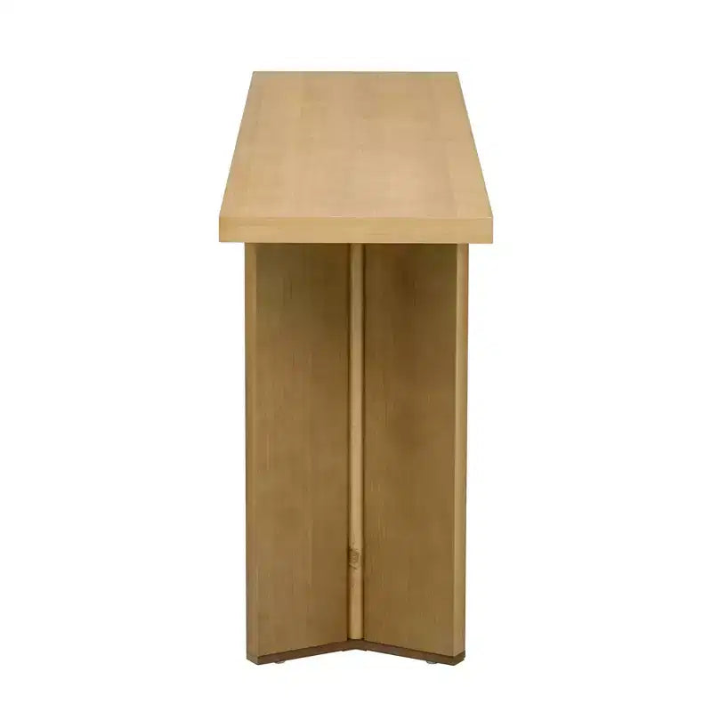 Table console minimaliste en bois avec pieds géométriques, table d’entrée de style champêtre pour le salon et l’entrée