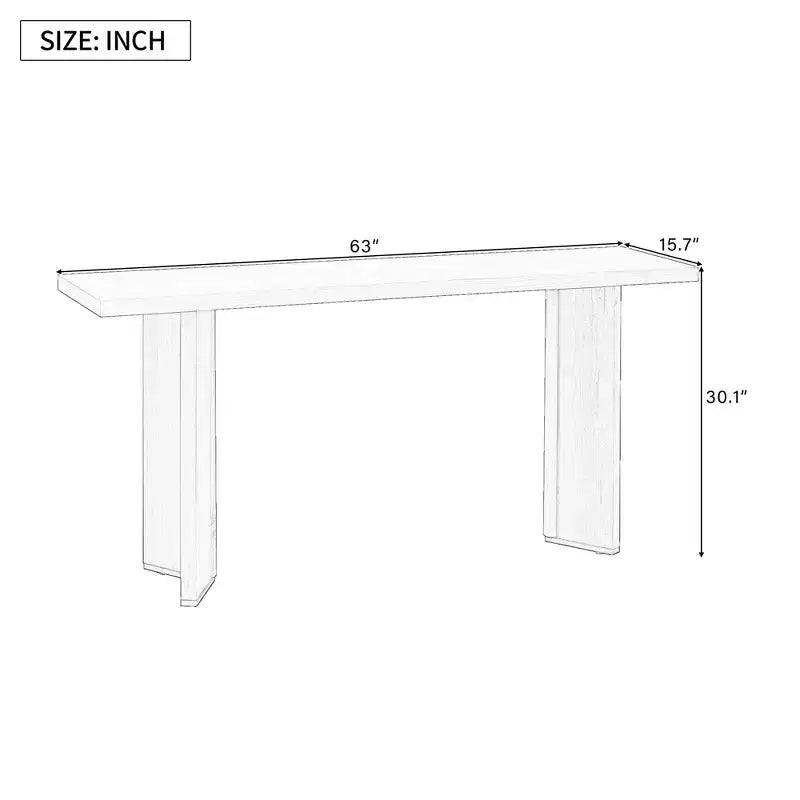 Mesa consola minimalista de madera con patas geométricas, mesa de entrada de estilo rústico para sala de estar y recibidor