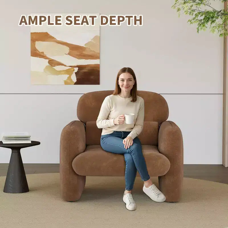 Moderner Akzentstuhl, Sofasessel mit Holzgestell, bequemer Lesesessel für Wohnzimmer, Schlafzimmer, Apartment oder Ecke