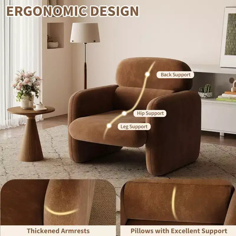 Moderner Akzentstuhl, Sofasessel mit Holzgestell, bequemer Lesesessel für Wohnzimmer, Schlafzimmer, Apartment oder Ecke