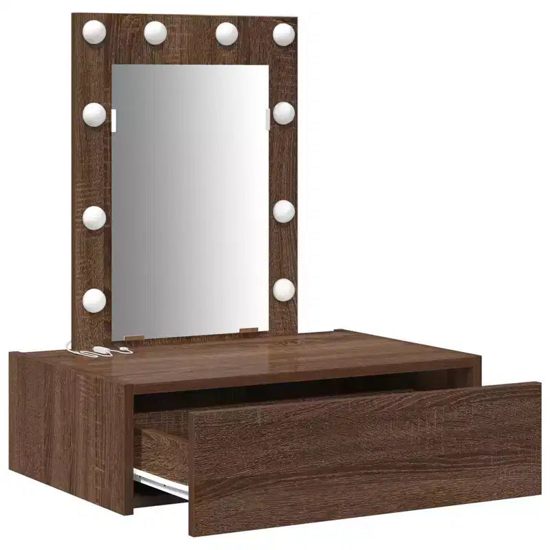 Coiffeuse moderne et minimaliste, élégante, avec miroir transparent et tiroirs de rangement astucieux, conçue pour l’organisation quotidienne