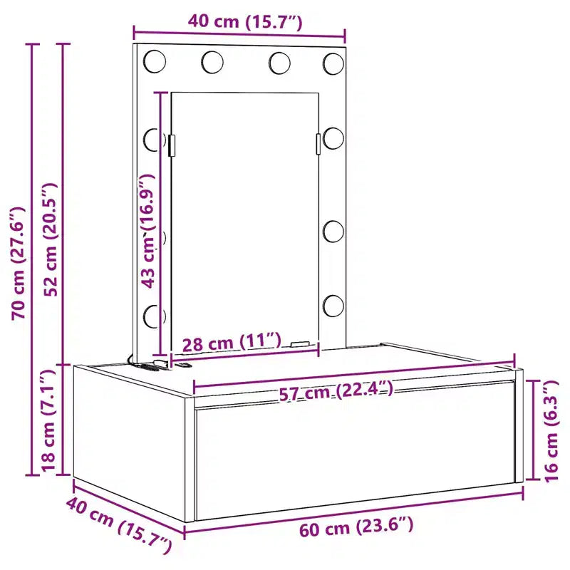 Coiffeuse moderne et minimaliste, élégante, avec miroir transparent et tiroirs de rangement astucieux, conçue pour l’organisation quotidienne