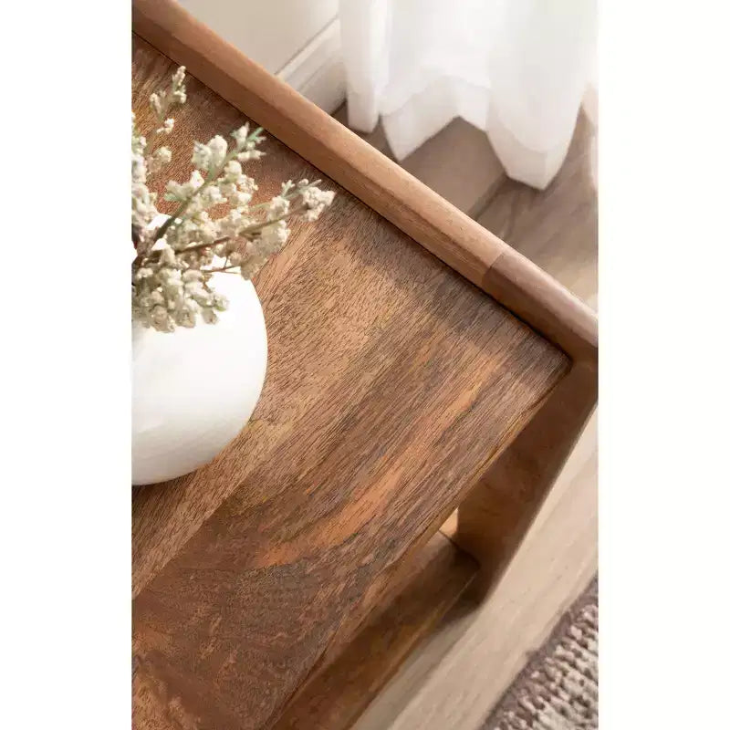 Table d’appoint en bois de style vieilli, 16x14x22, brun noyer