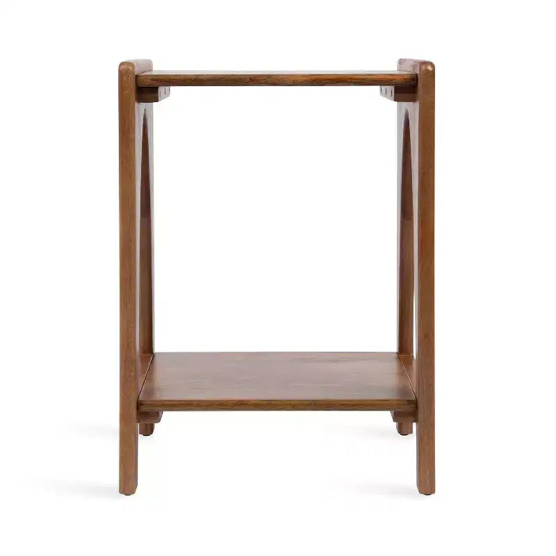 Table d’appoint en bois de style vieilli, 16x14x22, brun noyer