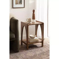 Table d’appoint en bois de style vieilli, 16x14x22, brun noyer