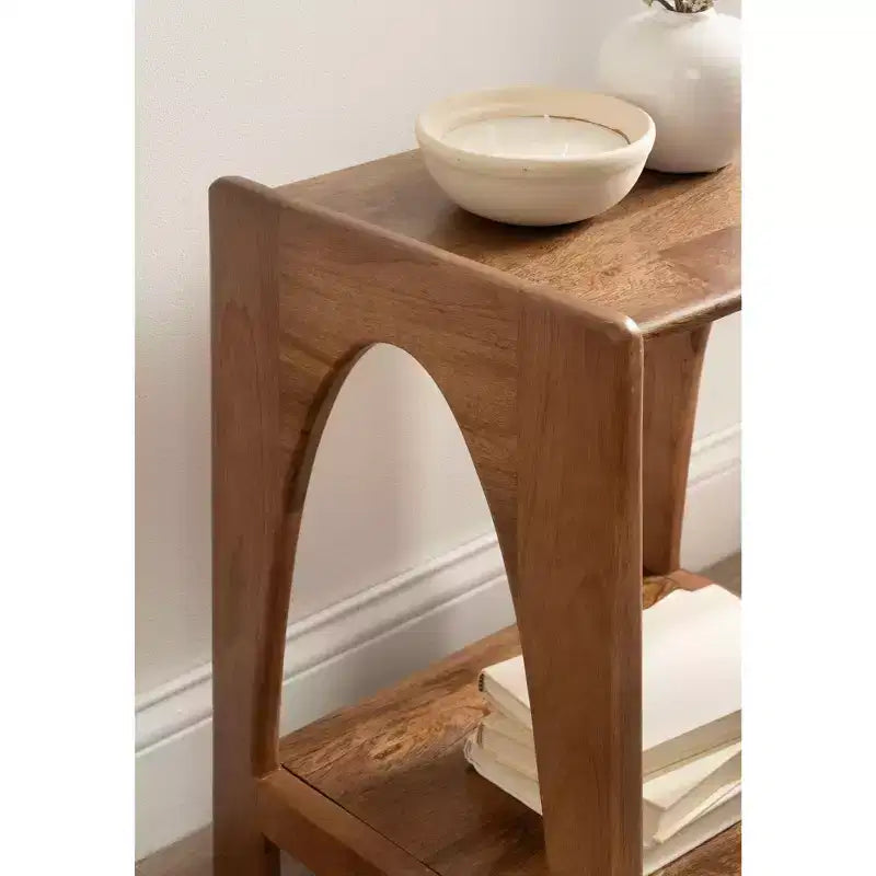 Table d’appoint en bois de style vieilli, 16x14x22, brun noyer