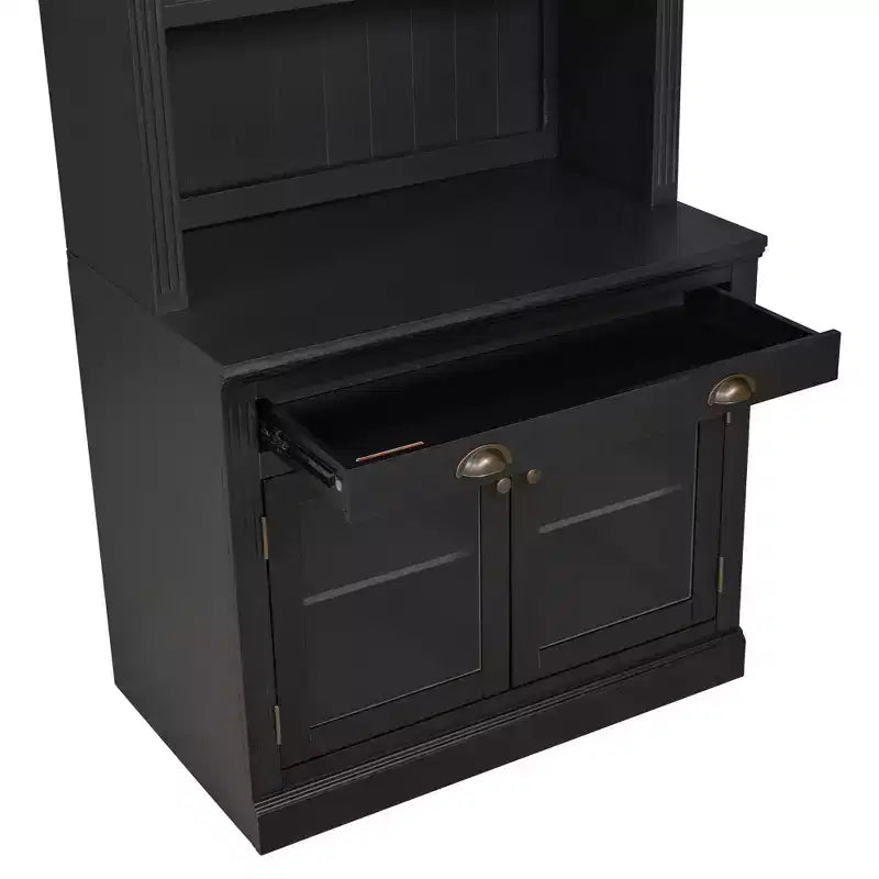 Estantería moderna con 2 puertas de vidrio, estante ajustable y cajón de almacenamiento