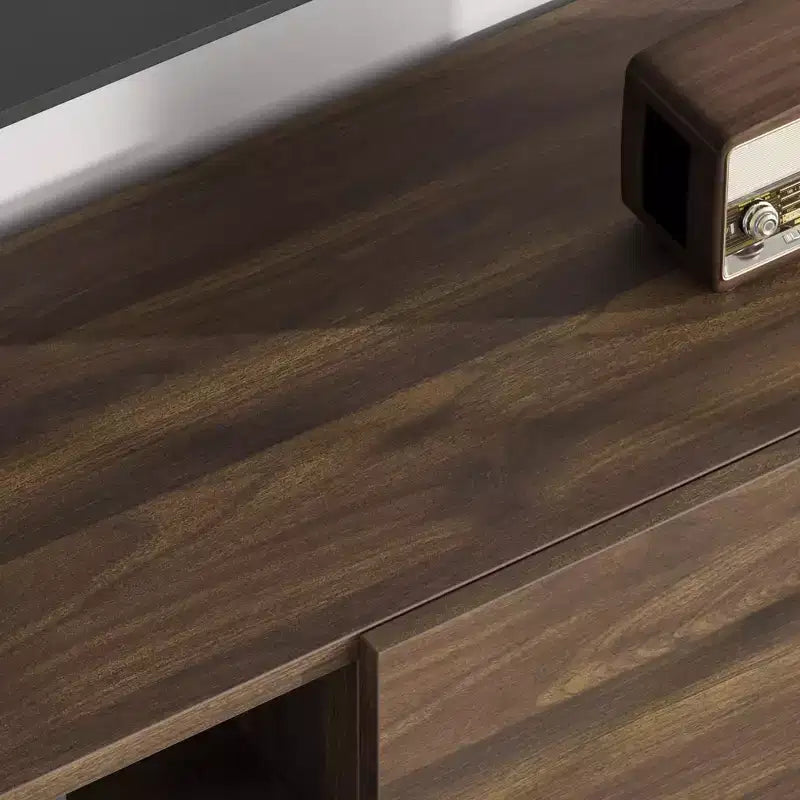 TV-Schrank im Industriestil mit zwei Schubladen, geeignet für 80-Zoll-Fernseher, Medienmöbel aus Holz für Wohnzimmer