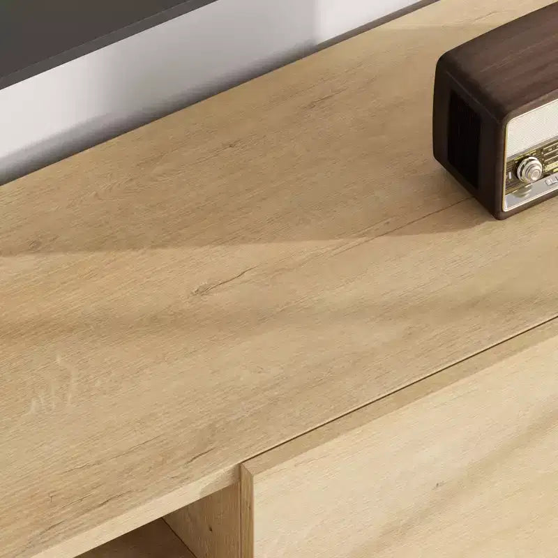 TV-Schrank im Industriestil mit zwei Schubladen, geeignet für 80-Zoll-Fernseher, Medienmöbel aus Holz für Wohnzimmer
