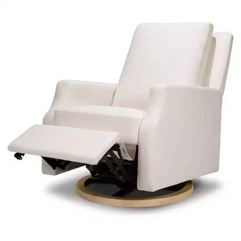 Fauteuil inclinable électrique et pivotant avec glissière - tissu écologique Performance Cream