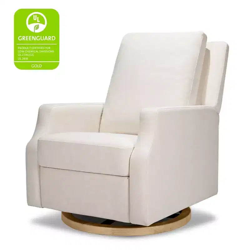 Fauteuil inclinable électrique et pivotant avec glissière - tissu écologique Performance Cream