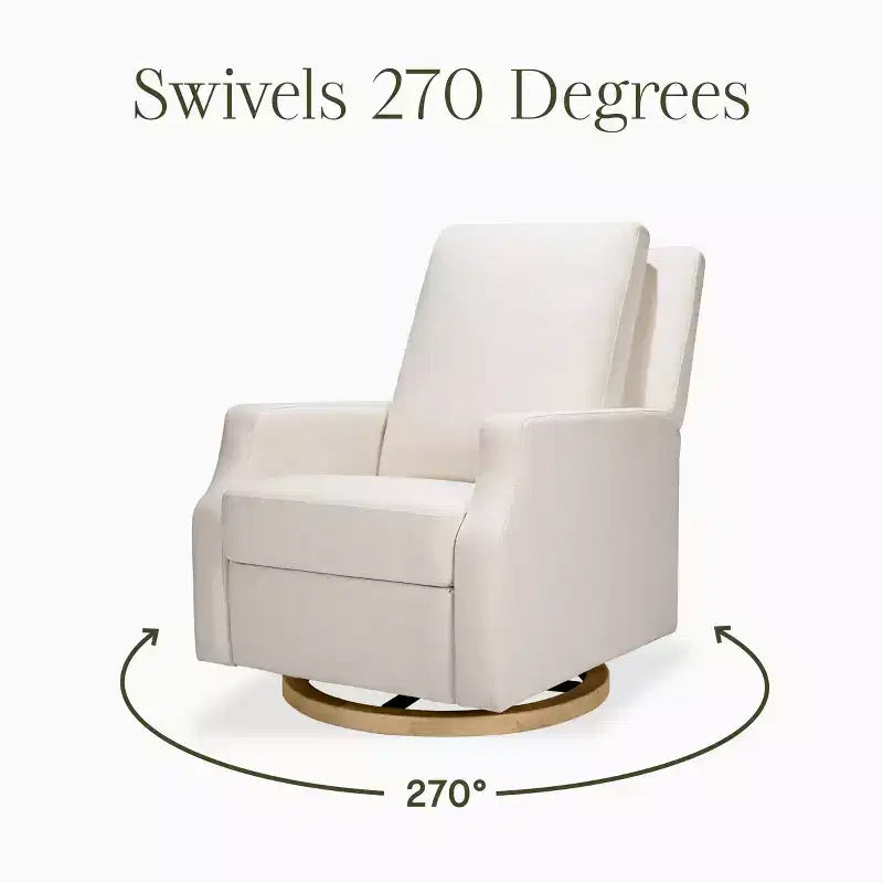 Fauteuil inclinable électrique et pivotant avec glissière - tissu écologique Performance Cream