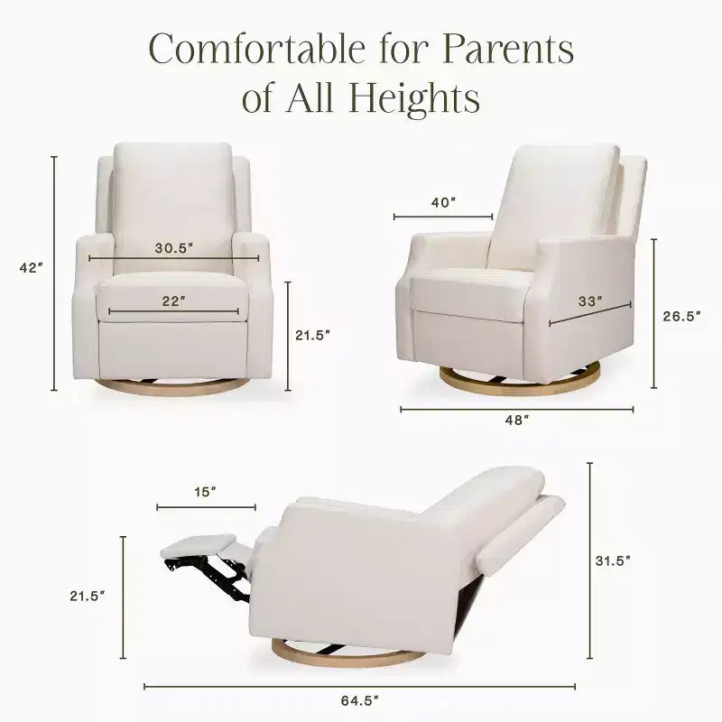 Fauteuil inclinable électrique et pivotant avec glissière - tissu écologique Performance Cream