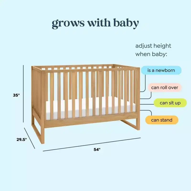 Modernes Babybett aus natürlichem Holz, sicheres Gitterbett fürs Babyzimmer