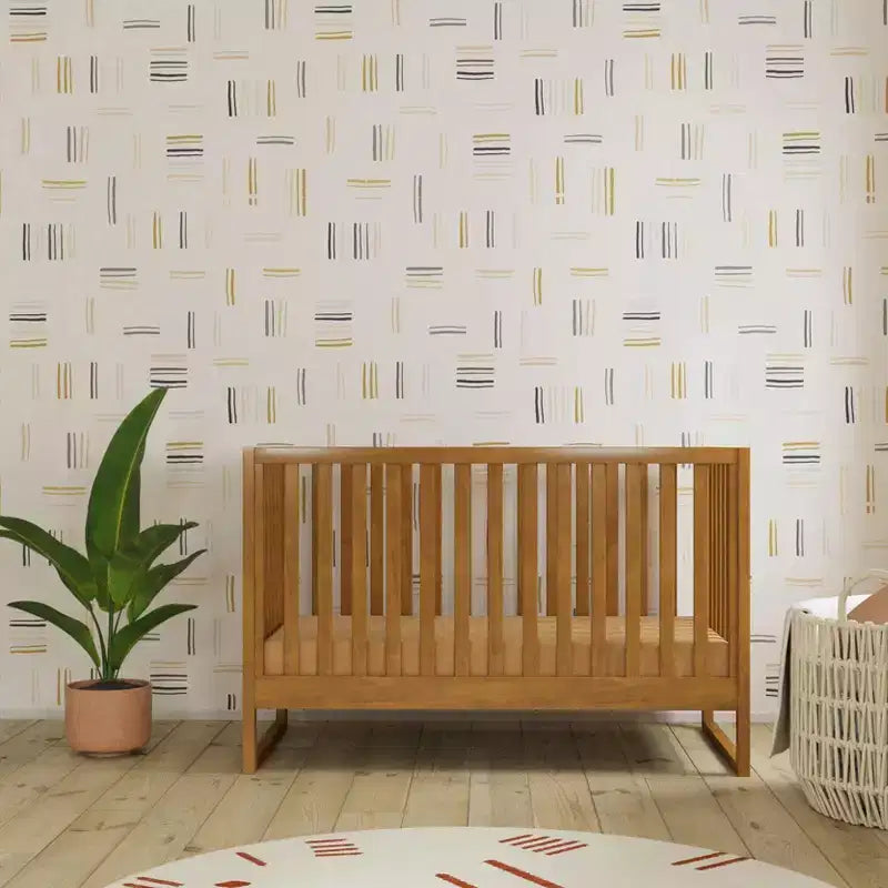 Modernes Babybett aus natürlichem Holz, sicheres Gitterbett fürs Babyzimmer