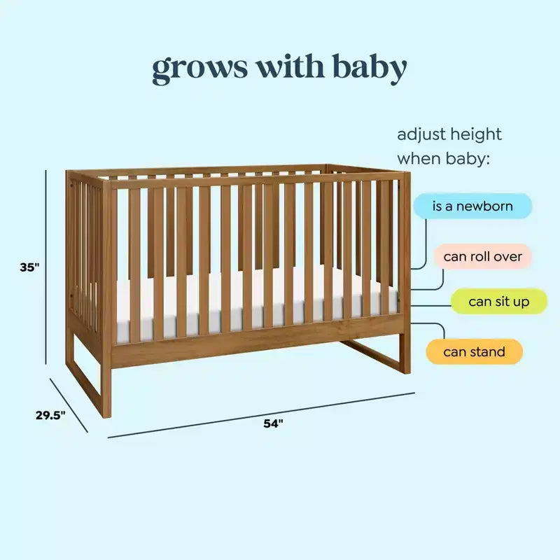 Modernes Babybett aus natürlichem Holz, sicheres Gitterbett fürs Babyzimmer