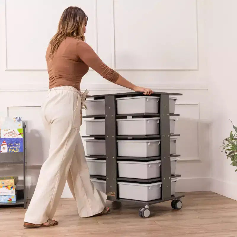 Mobiler Aufbewahrungsturm mit 20 Fächern und 20 Boxen, 5x4, Kindermöbel