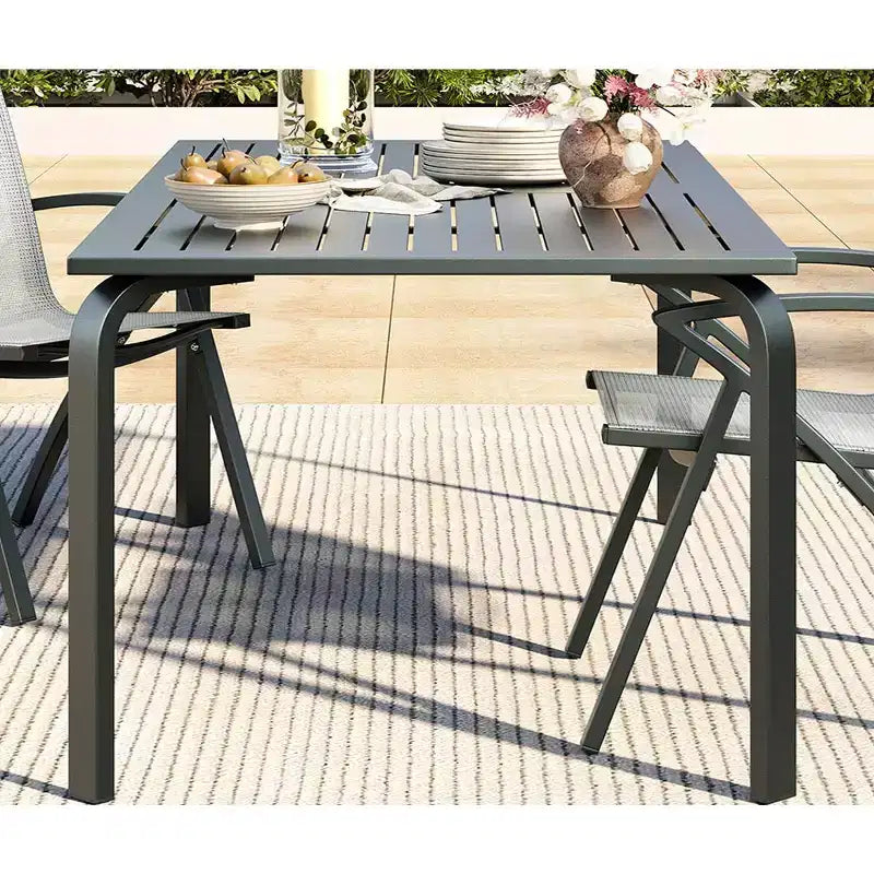 Table de patio en aluminium de qualité marine, table de salle à manger moderne d’extérieur pour restaurants, jardins et abords de piscine