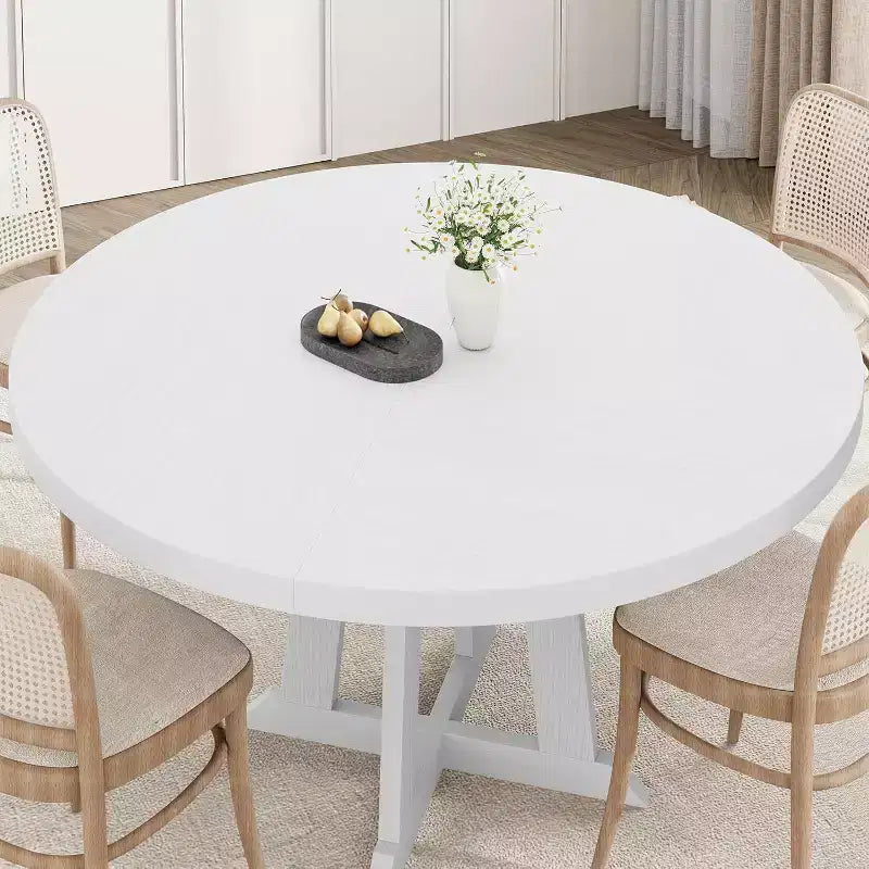 Table ronde de salle à manger pour 4 à 6 personnes, 47 pouces, avec pied central en bois (table uniquement)