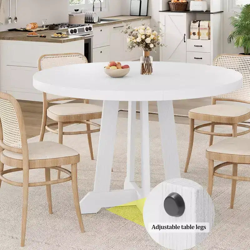 Table ronde de salle à manger pour 4 à 6 personnes, 47 pouces, avec pied central en bois (table uniquement)