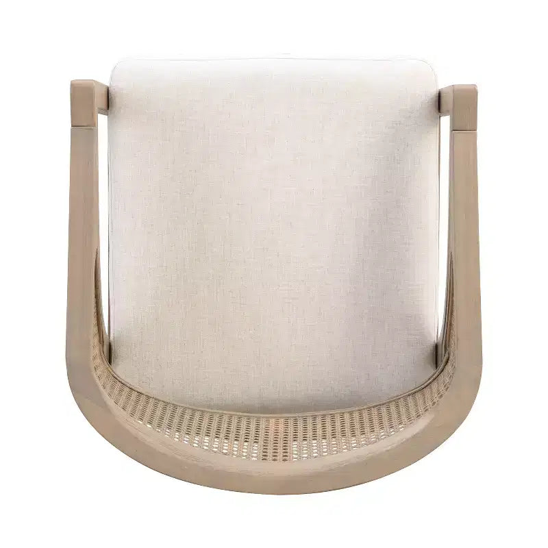 2er-Set Barhocker aus Gummibaumholz, gepolstert, mit geschwungener Rückenlehne im Rohrgeflecht-Design, in heller Esche