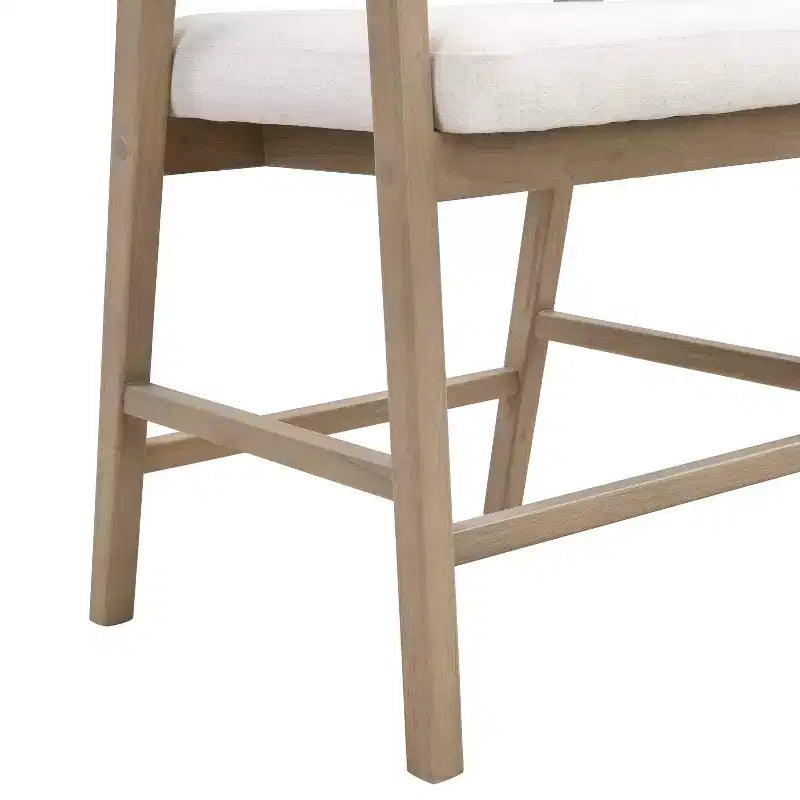 2er-Set Barhocker aus Gummibaumholz, gepolstert, mit geschwungener Rückenlehne im Rohrgeflecht-Design, in heller Esche