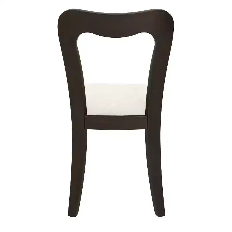 2er-Set Esszimmerstühle aus Gummibaumholz, gepolstert, mit geschwungener offener Rückenlehne, beige/dunkelbraun