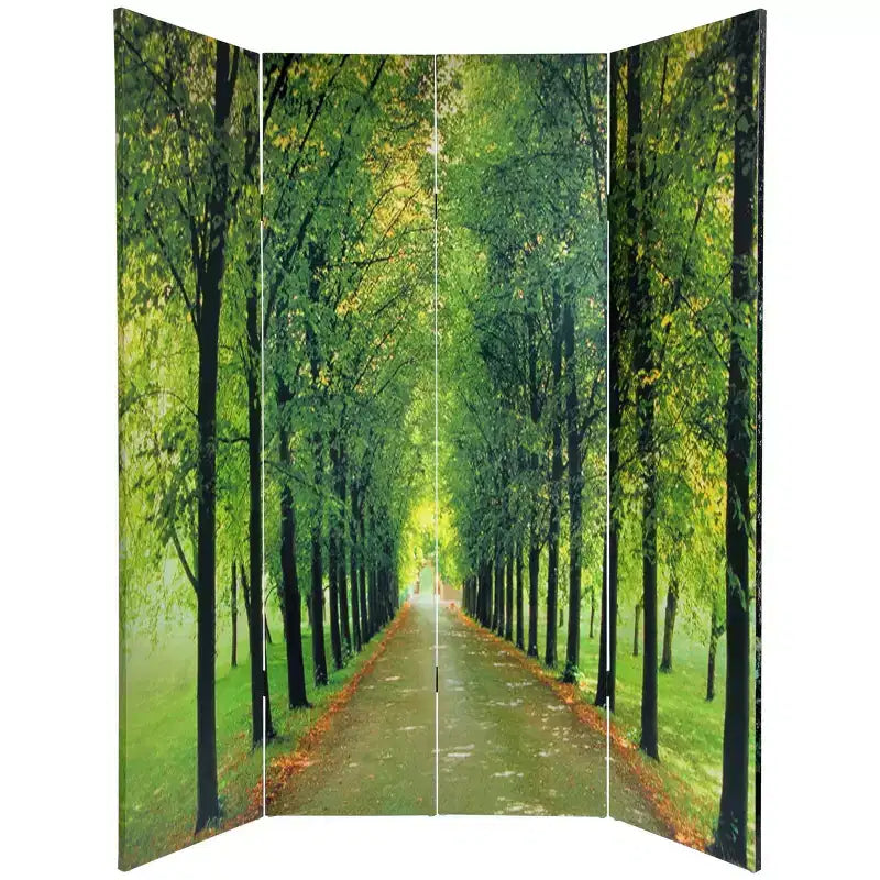 Separador de ambientes de lona con motivo «Camino de la vida», de 6", verde