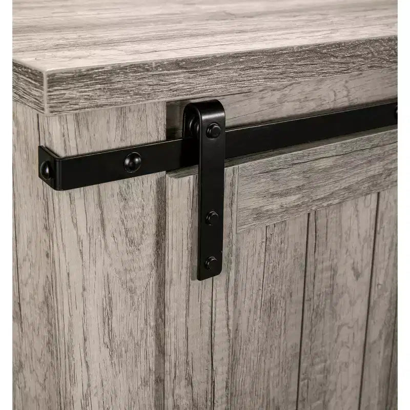 Mueble para TV con chimenea eléctrica y puertas corredizas, para televisores de hasta 60", MDF gris antiguo y herrajes de níquel, organizador de cables