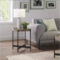 Table d'appoint ronde en bois de 20" avec revêtement effet béton gris, plateau élégant et robuste piètement en X