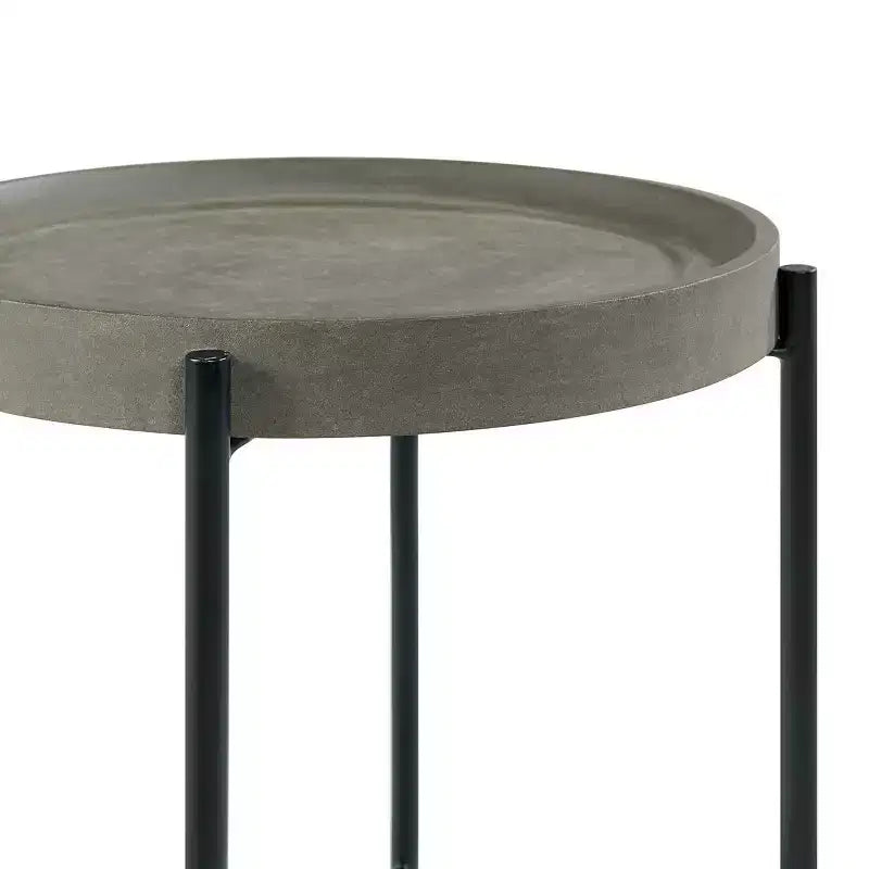 Table d'appoint ronde en bois de 20" avec revêtement effet béton gris, plateau élégant et robuste piètement en X