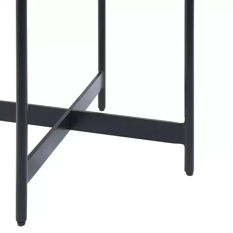 Table d'appoint ronde en bois de 20" avec revêtement effet béton gris, plateau élégant et robuste piètement en X