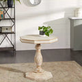 Table d’appoint de style maison de campagne en bois blanchi, marron, fabriquée à la main, aucun assemblage requis